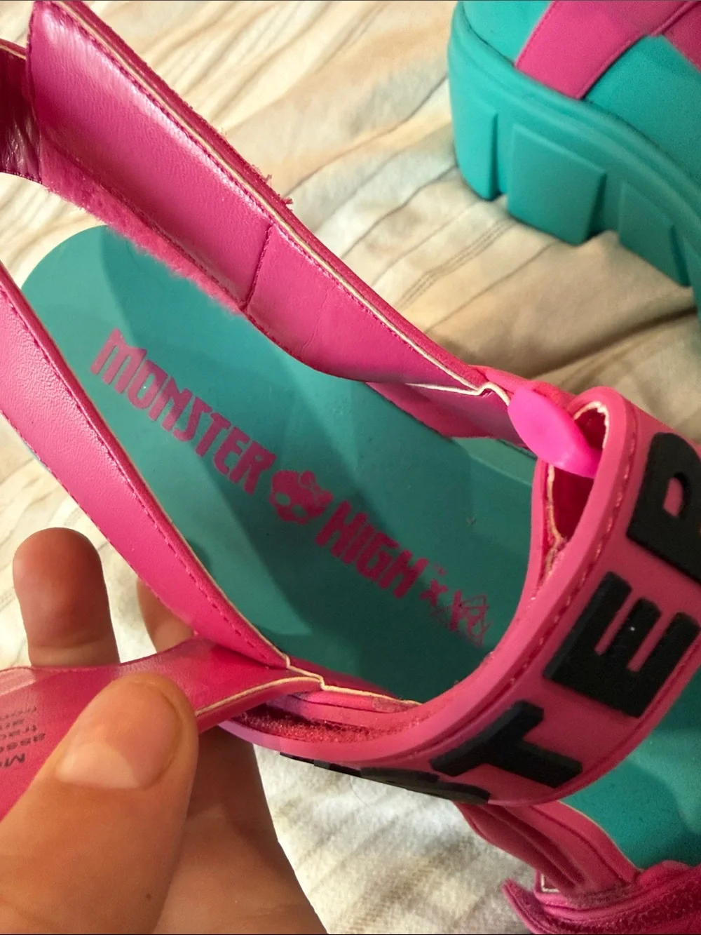 Monster High Lagoona blue Teal and Hot Pink Platform Sandals