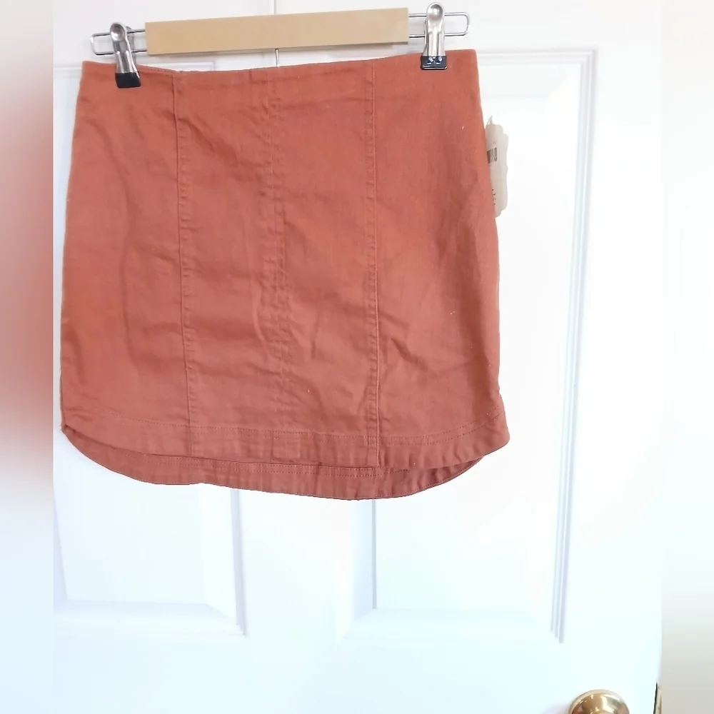 Burnt Orange Tight Mini Skirt with Zip up in the Back Y2k Skater Whimsigoth NWT