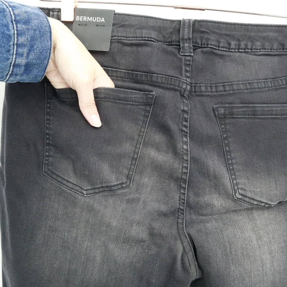 Lane Bryant Bermuda Denim Shorts Women 16 Black Streetwear Edgy Rugged Urban NWT