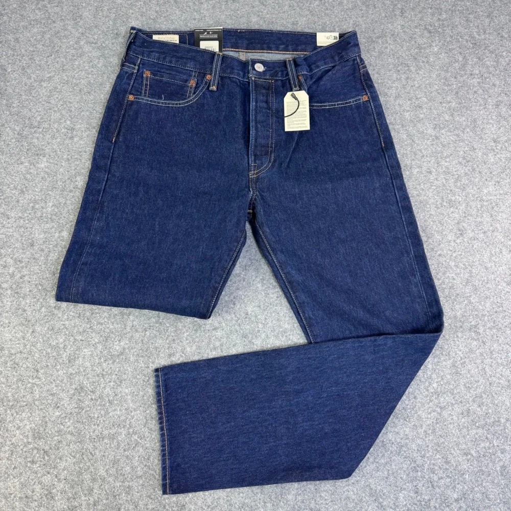 Levis 501 Slim Taper Selvedge Denim Jeans Mens 32x30 Dark Wash Indigo 501ST NEW