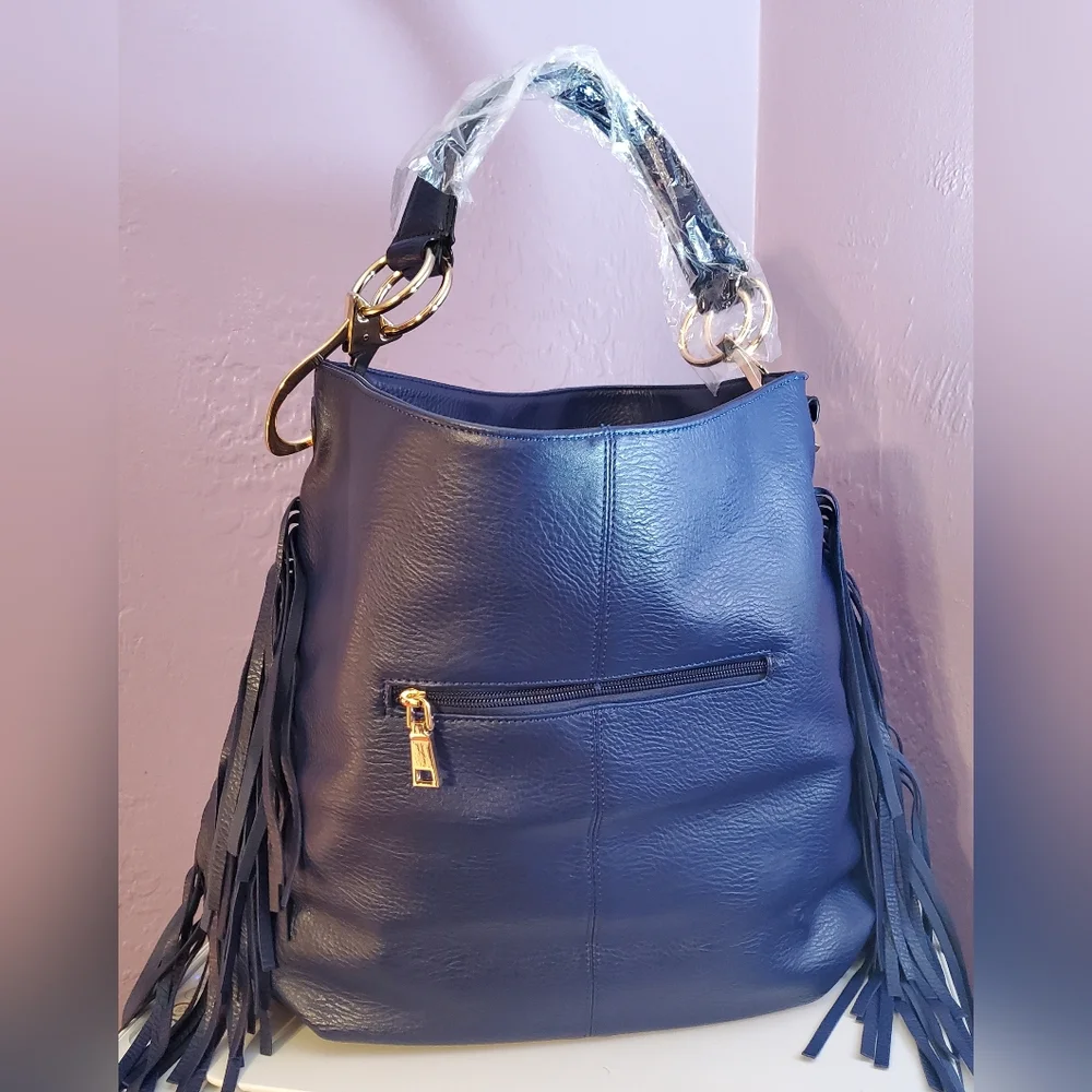 Blue Fringe Bag