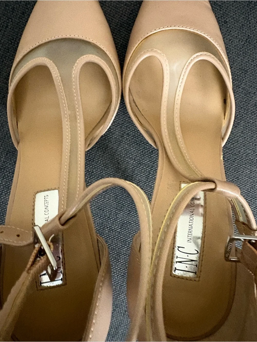 INC Women’s Beige Closed Toe Heels Faux Leather Size 8.5 Used