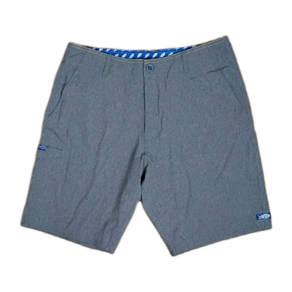 AFTCO Aftech Cargo Shorts Men's 32 Light Gray Stretch American Fishing Hybrid