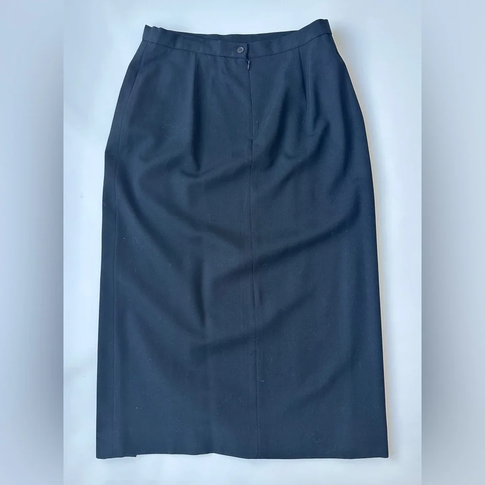 Vintage J’Envie Sport Black Modest Pure Wool Long Straight Skirt Women’s Size 12