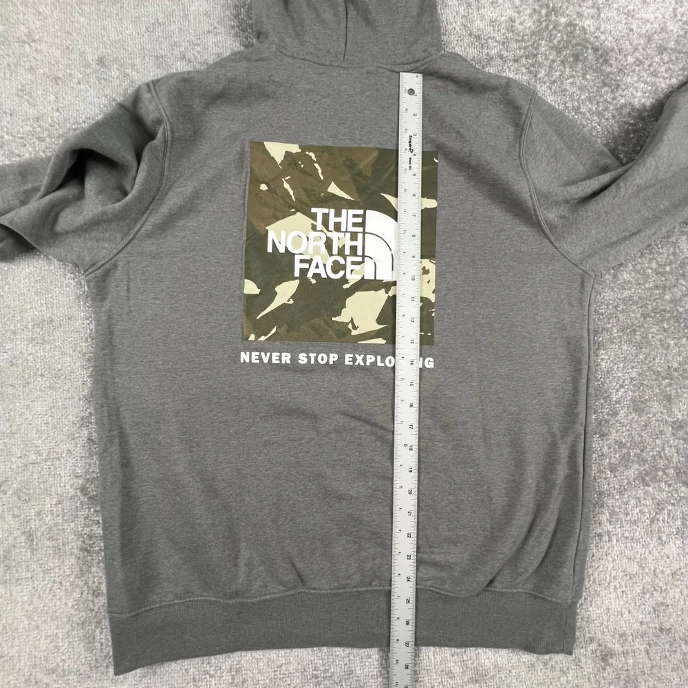 The North Face Mens Gray Camo Box Logo Pullover Hoodie A7ZWH Size L