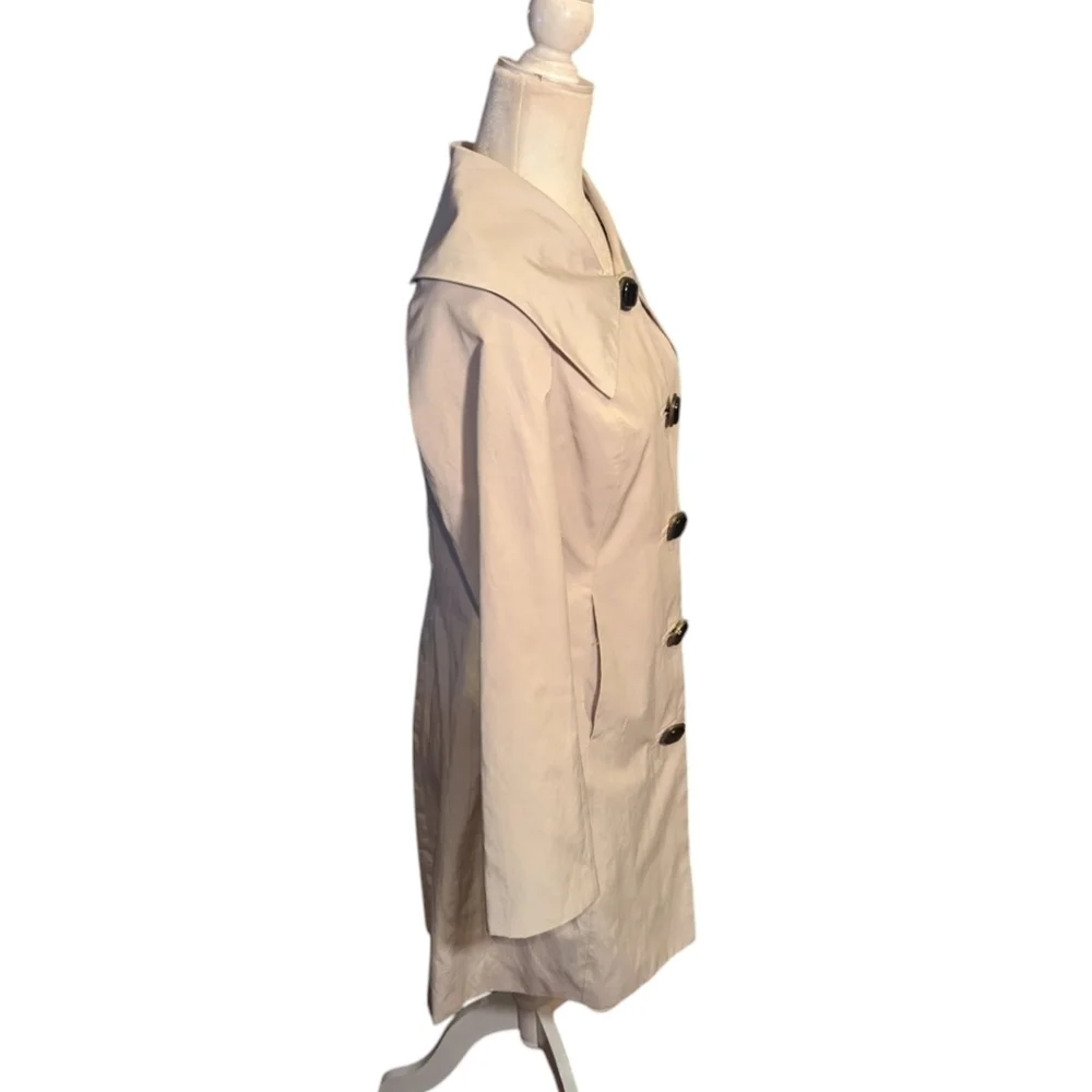Trench Coat Cream Classic Designer Chic Bow Back Old Money Tailored Sz S