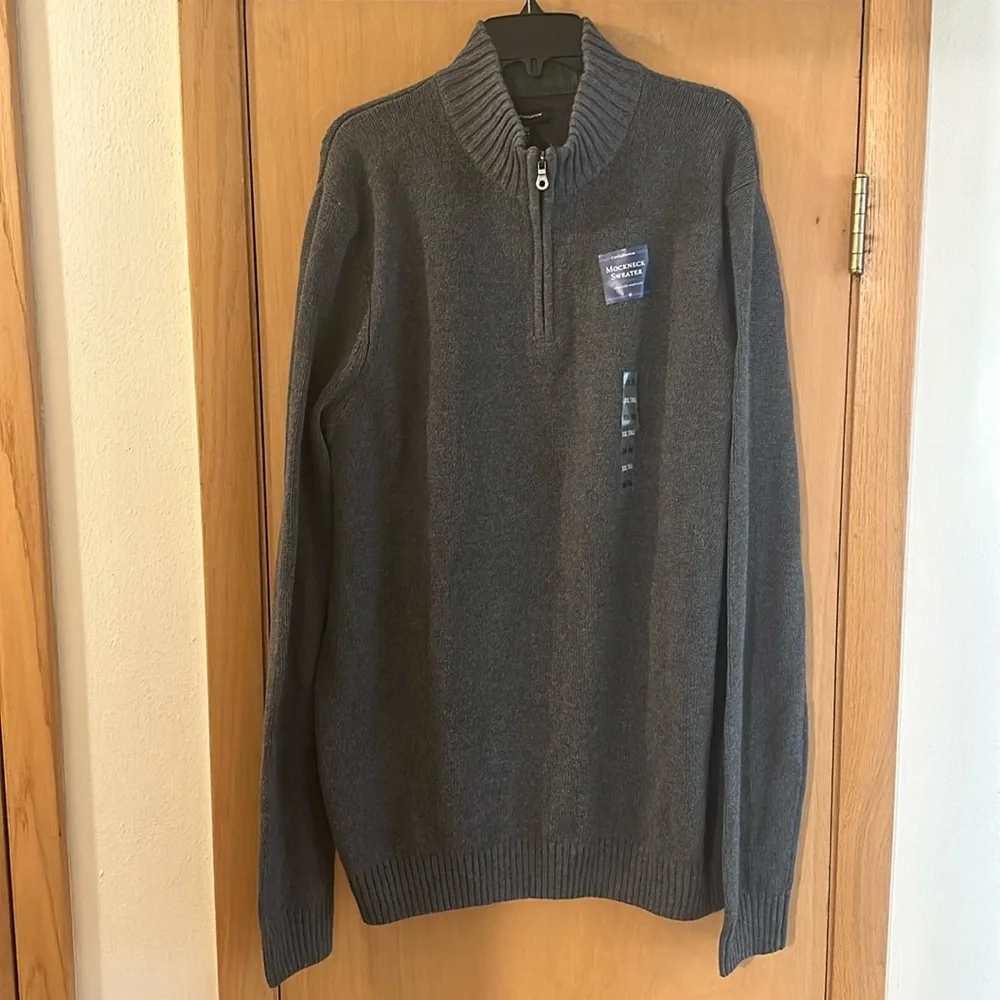 Croft & Barrow Men’s Mockneck Zip Sweater New Gray Size XXL Tall Long