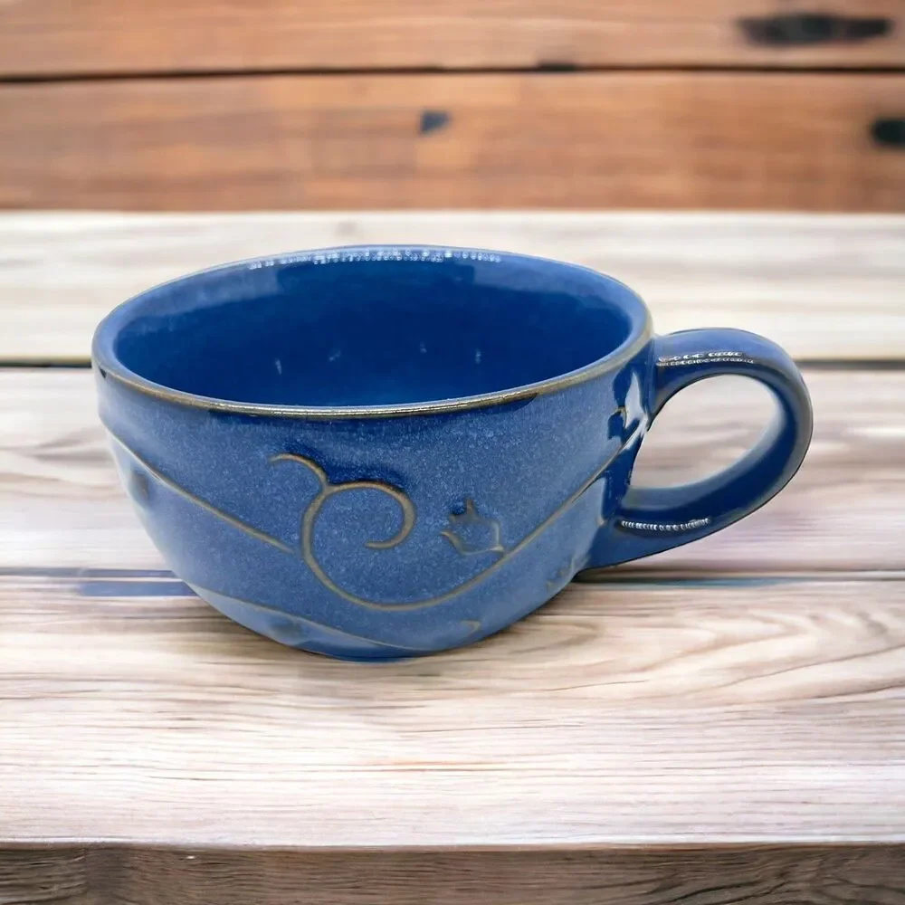 Pier 1 Blue Stoneware Coffee Mug