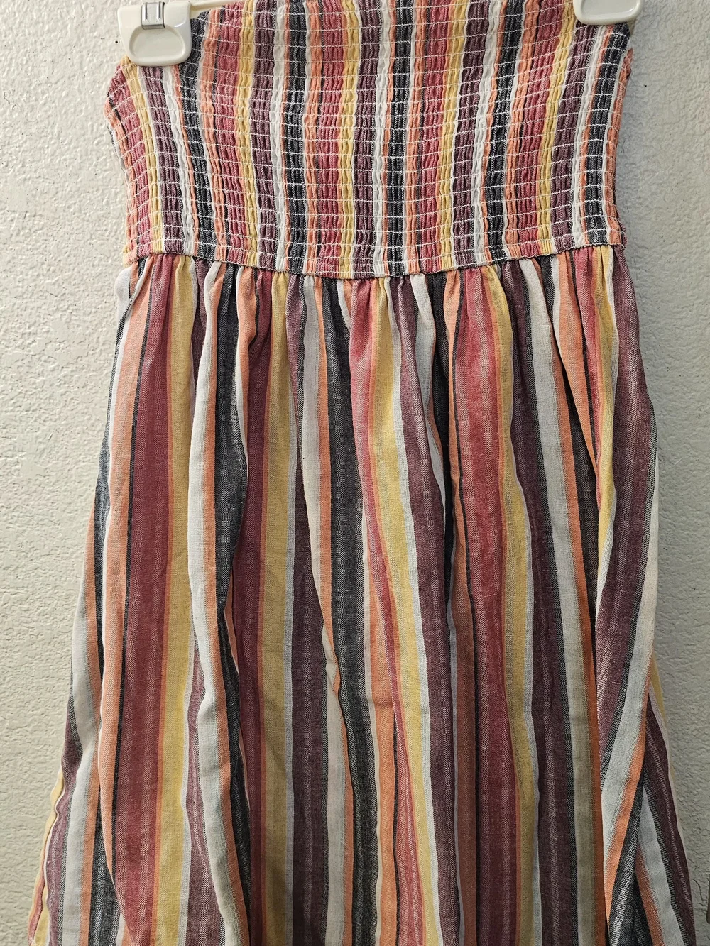 Cupshe Multicolor Smocked Strapless Swim Beach Cover Up Dress with Warm Stripes