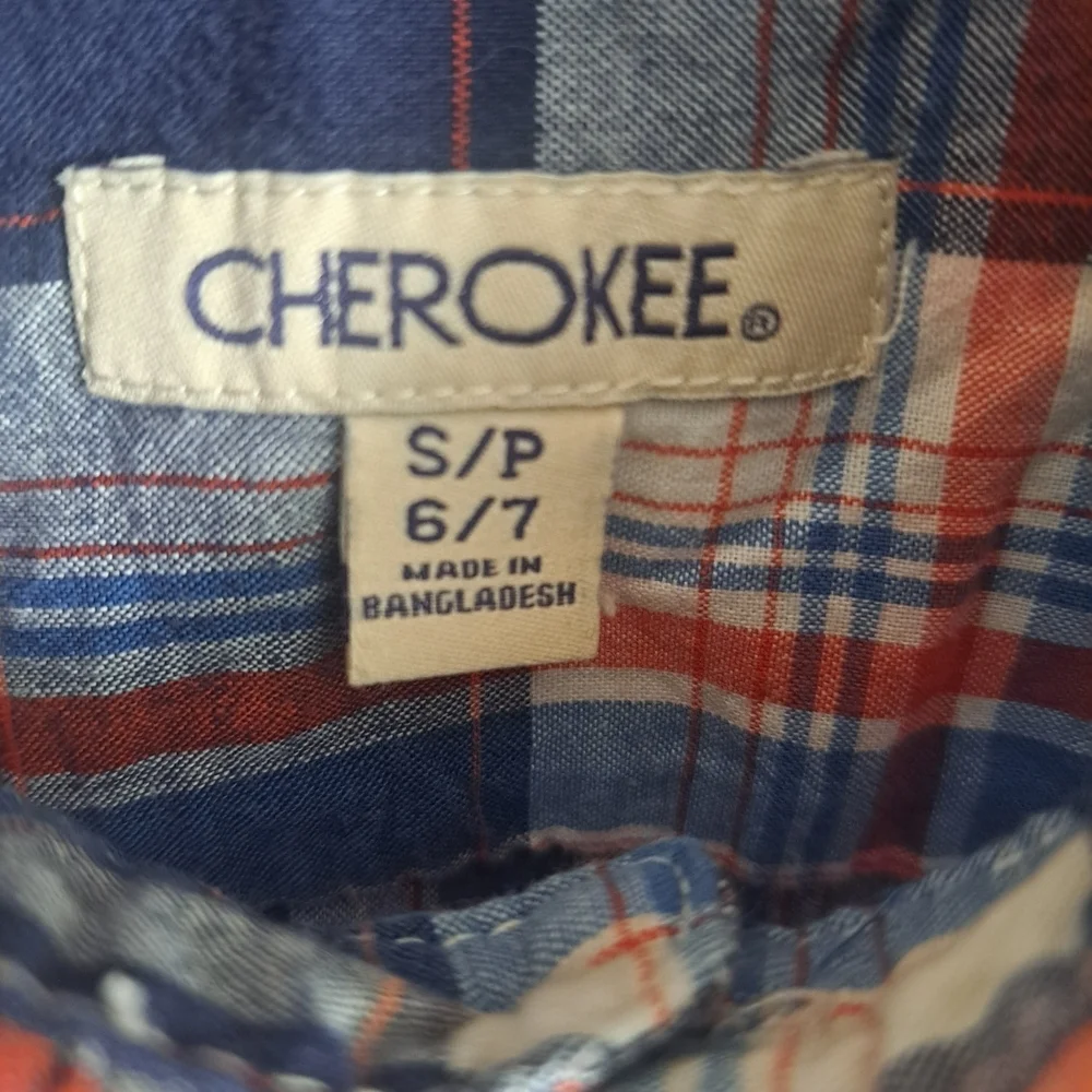 Cherokee Boys Plaid Button-Up Shirt Size 6/7