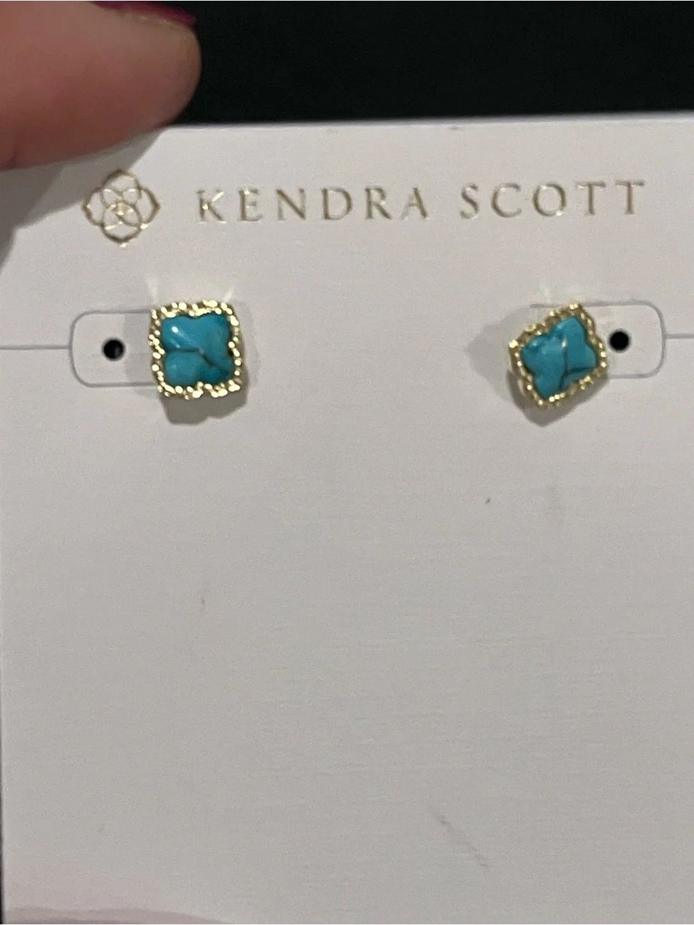 Kendra Scott “Mallory” Stud Earrings in Variegated Turquoise Magnesite
