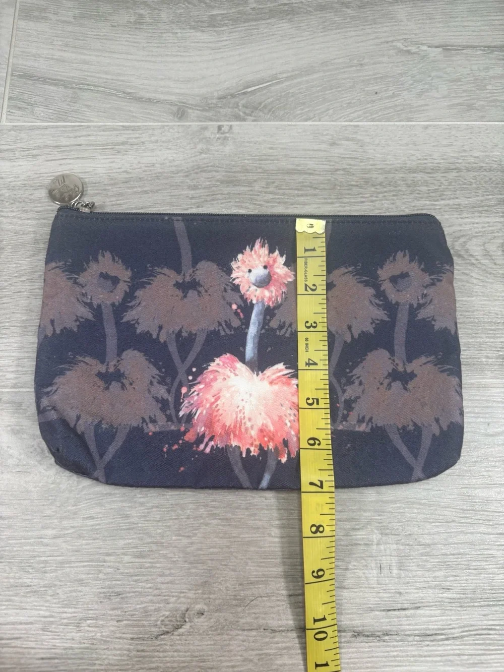 Rare Jellycat Glad To Be Me Pink Ostrich Cosmetic Makeup Bag Pouch Navy