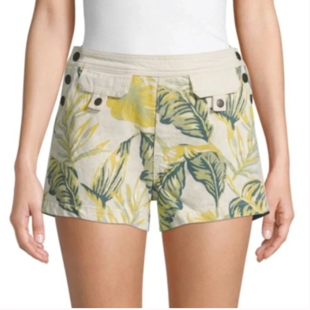 Free People Tropical Combo Denim Shorts Sz 26