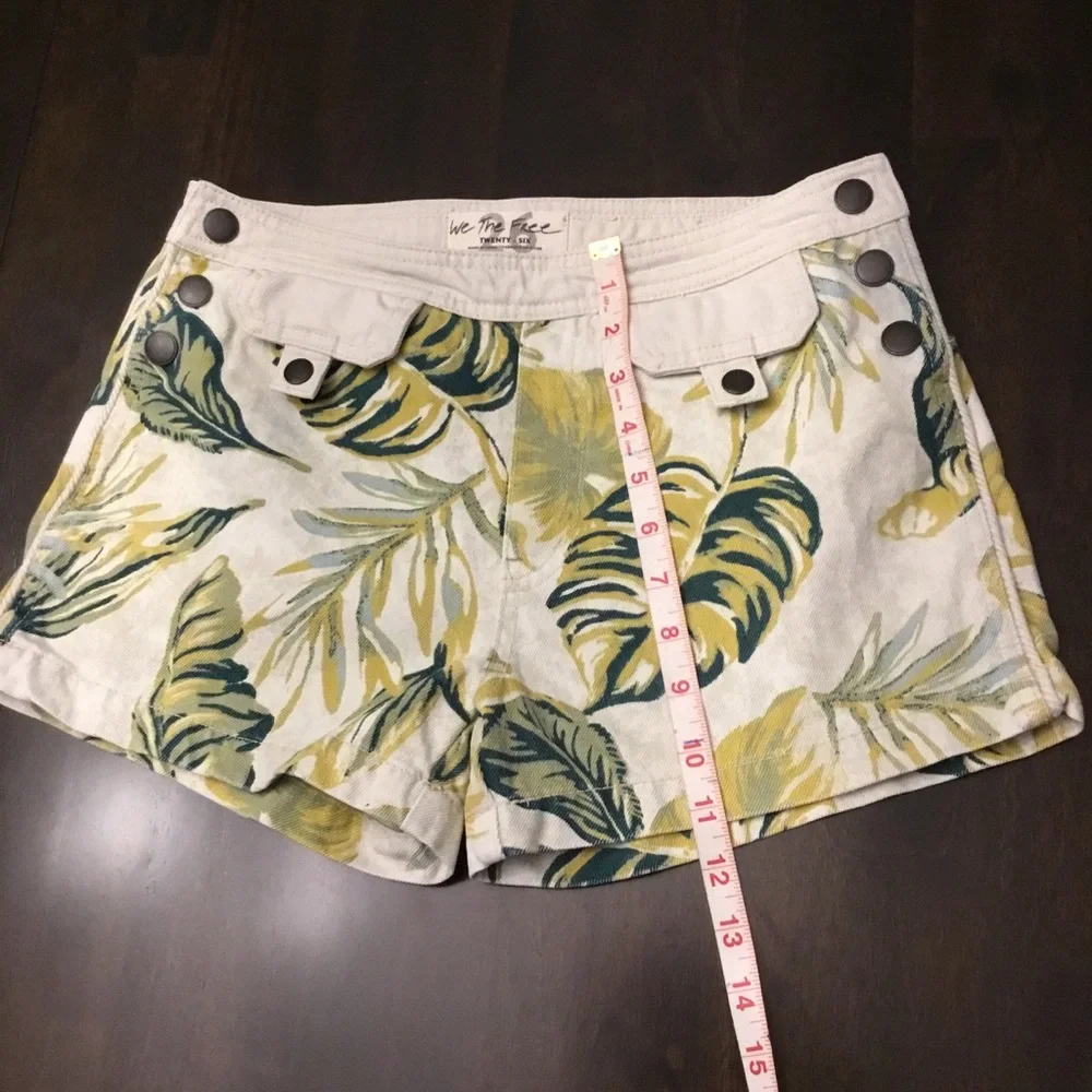 Free People Tropical Combo Denim Shorts Sz 26