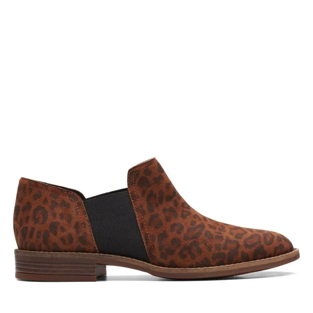 Clarks‎ Womens 5 M Camzin Step Leopard Animal Print Brown Leather Shoes NEW
