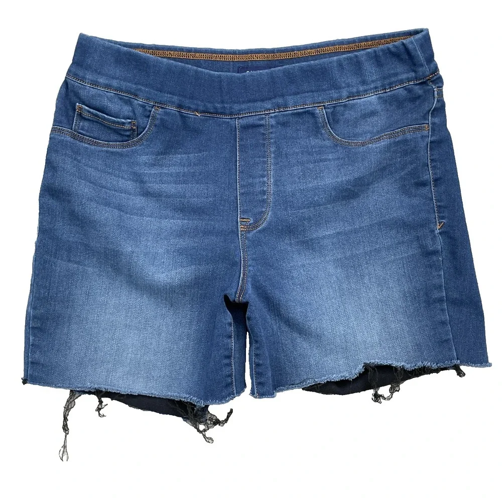 Bandolino Jean Shorts Women's 32 Raw Frayed Comfort Pull On Academia Preppy 90's