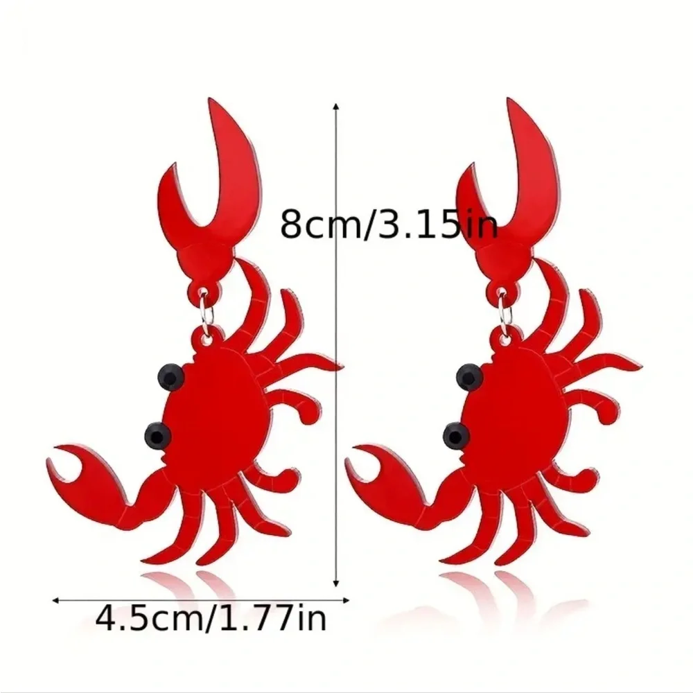 Red Acrylic Crab Dangle Earrings