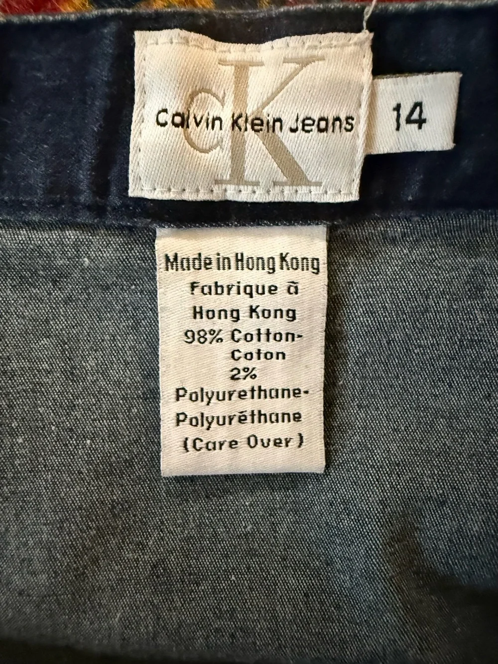 Vtg Y2K Calvin Klein Denim Pencil Skirt with Side Vent 14