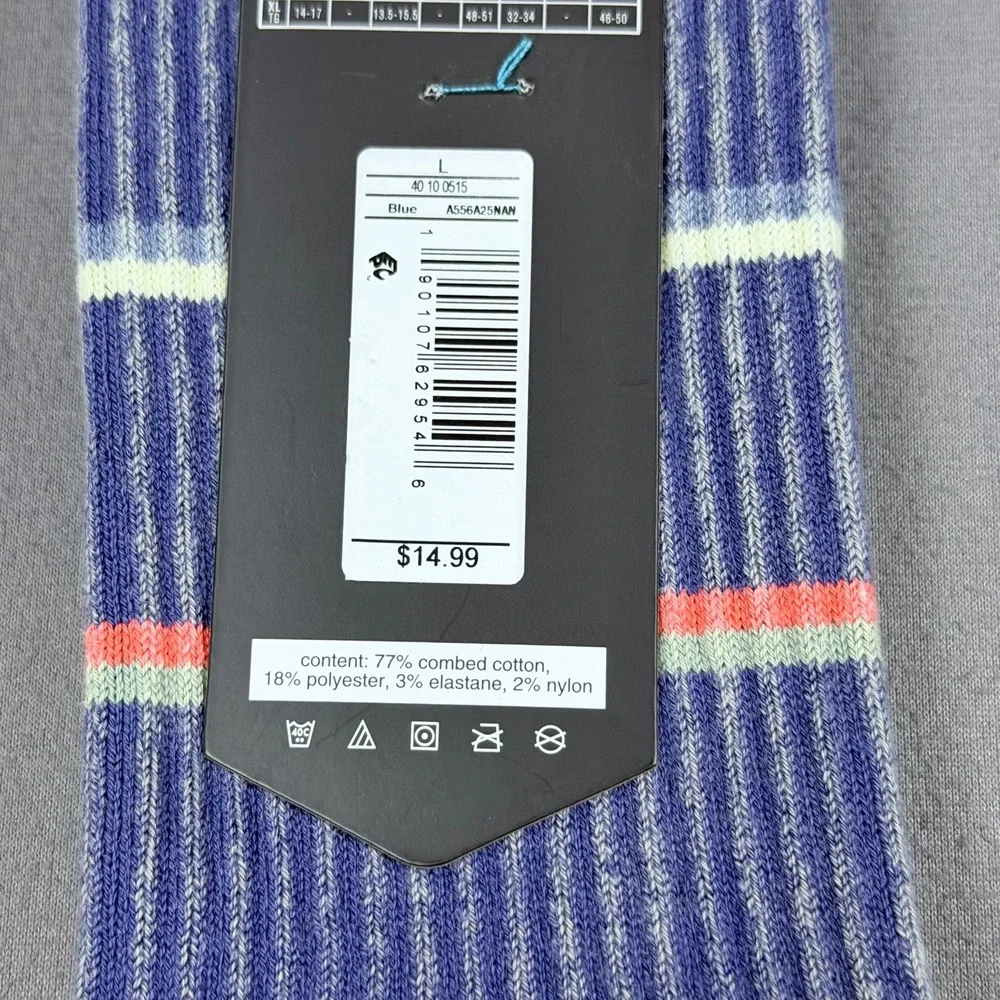 Stance Mens L Multi Cotton Blend Crew Socks Tropical Floral Striped 4 Pack New