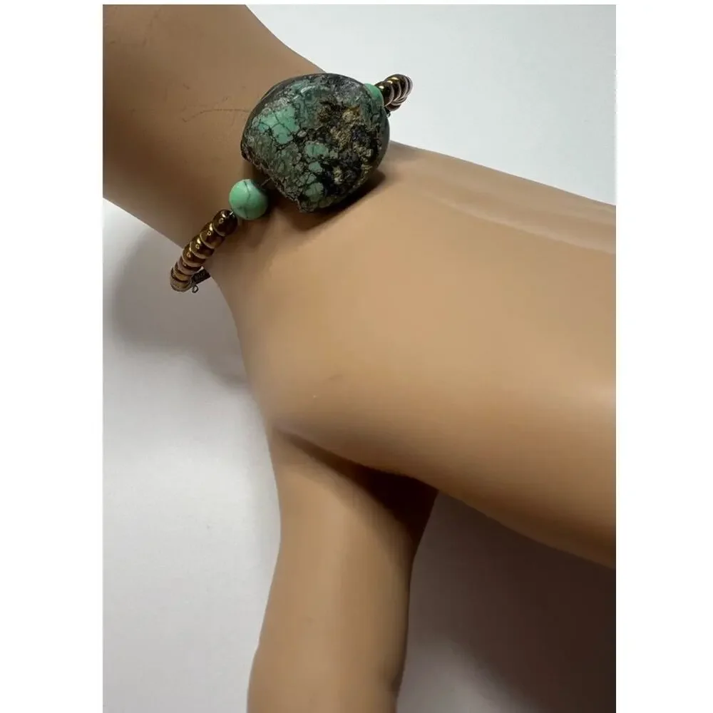 NEW Handmade Turquoise Beaded‎ Adjustable Wrap Bracelet