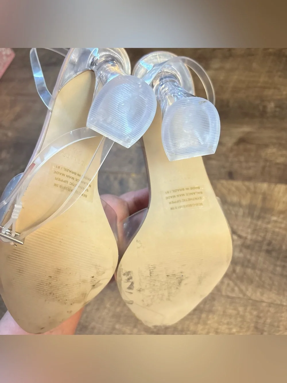 Steve Madden Clear PVC Strap Nude Insole Block Heel Sandals