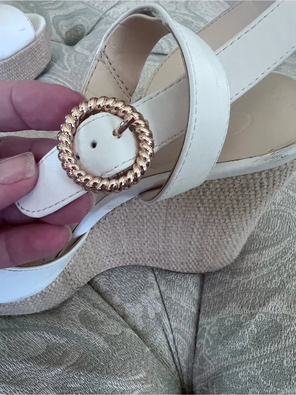 Women's White Ankle-Strap Platform Sandals