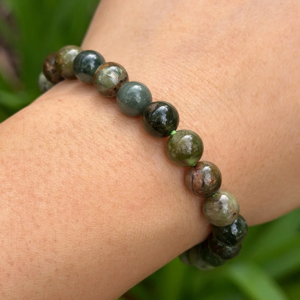 8mm stretchable‎ australian green opal bracelet 0793