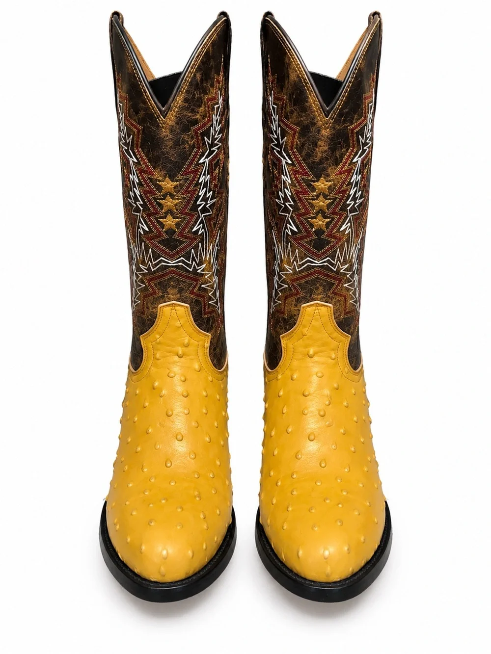 Mens Leather Reparo Mimics Ostrich-Textured Western Boots