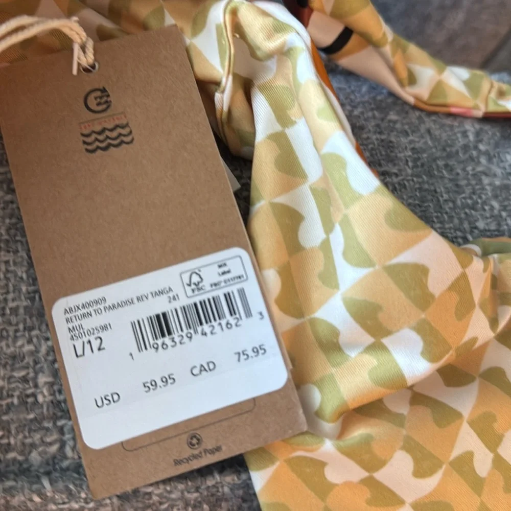 Billabong reversible return to paradise bikini bottom L/12 NWT