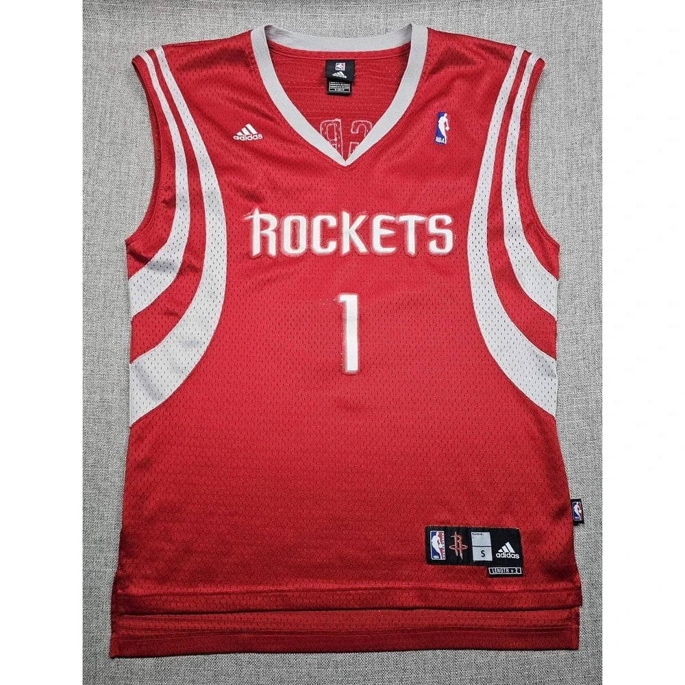 Houston Rockets Jersey Mens Small Red NBA Basketball McGrady 1 Adidas Length +2