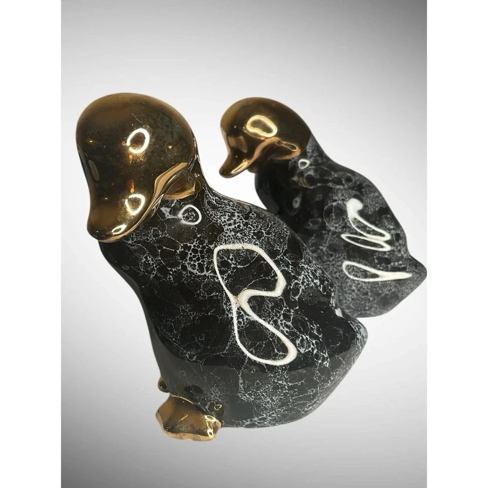 Vintage 1987 Enesco Pair Of Ducks geese Ceramic‎ Figurines Set Of 2 Minimalistic