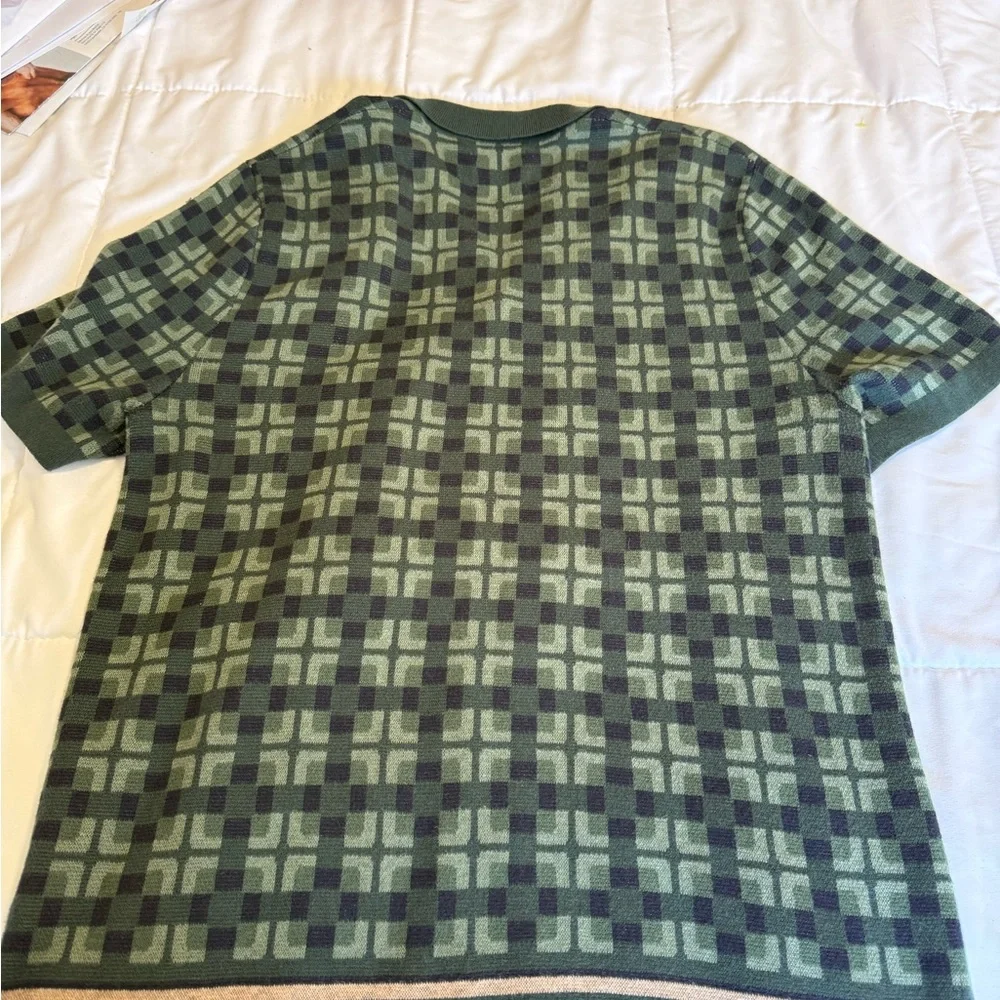Abercrombie & Fitch Green Patterned Button-Up Sweater