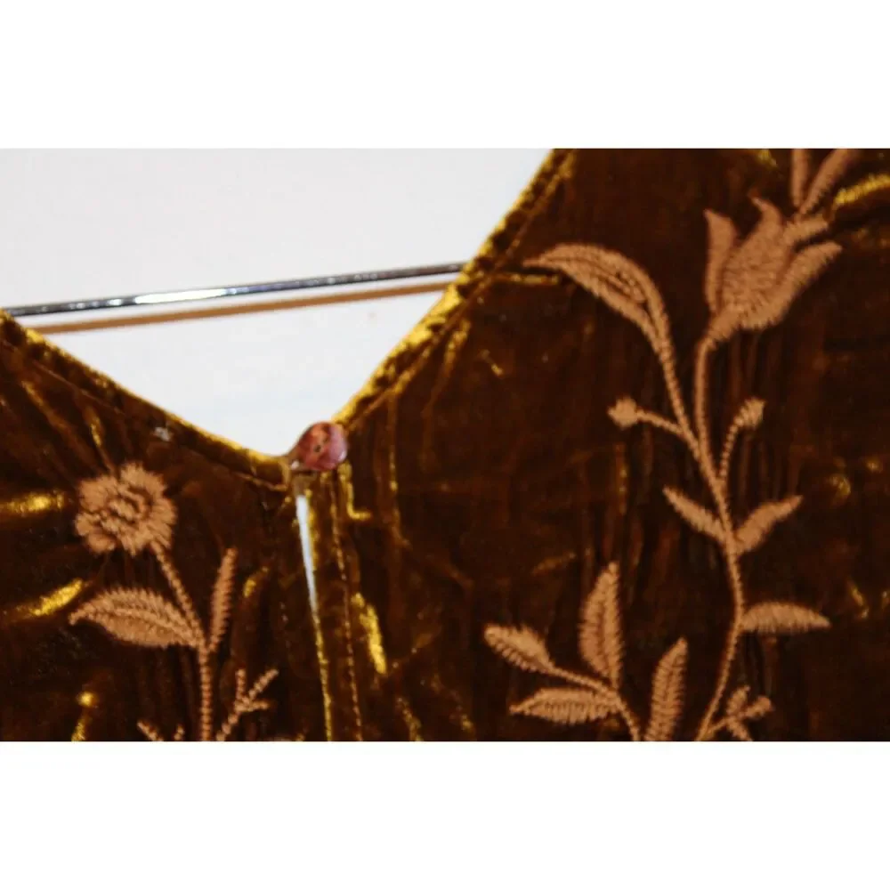 Johnny Was Vixie ve;vet tank desss size medium golden brown