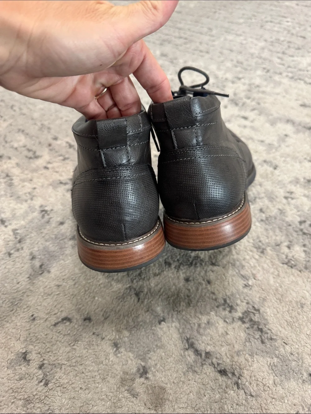 Steve Madden Black Leather Chukka Boots with Navy Lining