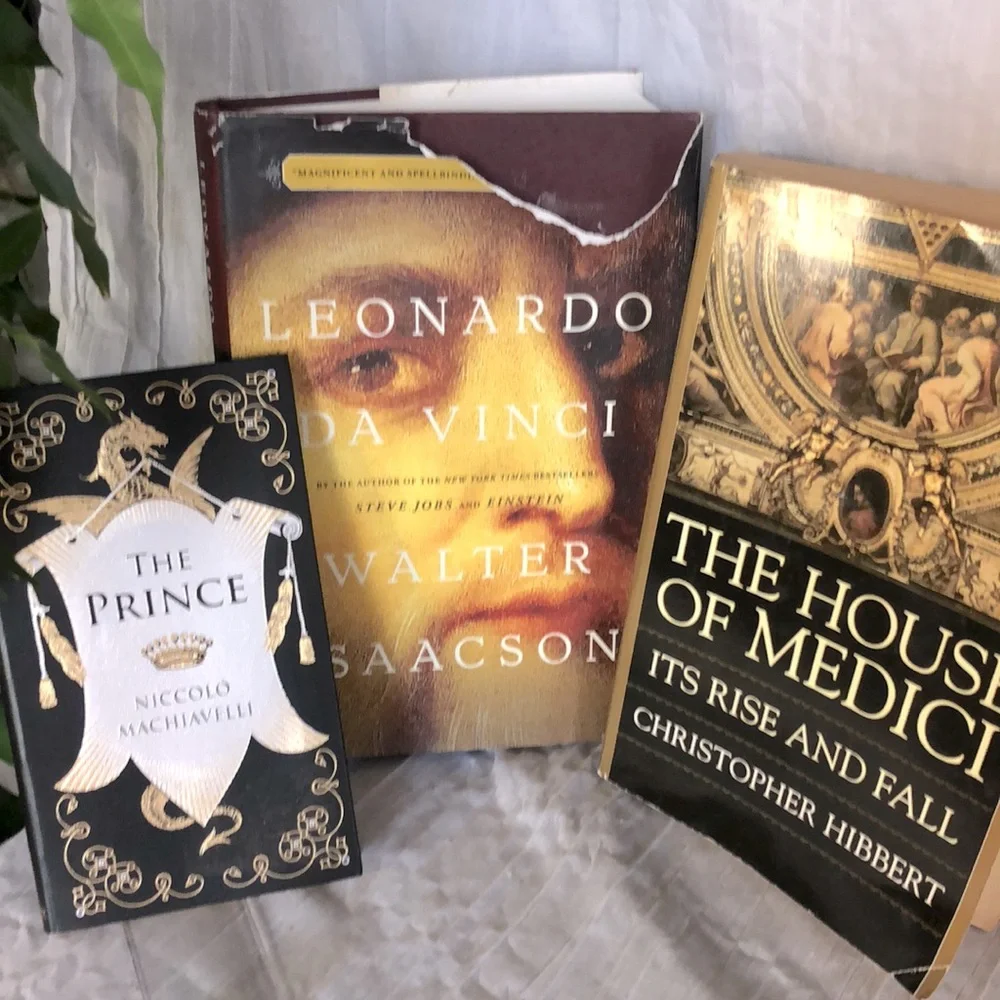 Lot 3 Florence Italy themed booksThe Prince Machiavelli  Leonardi DaVinvi Medici