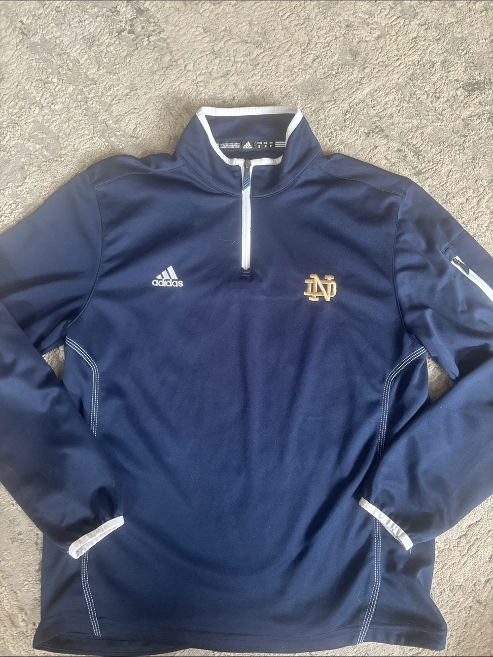 adidas Navy Quarter-Zip Pullover with Gold ND Logo