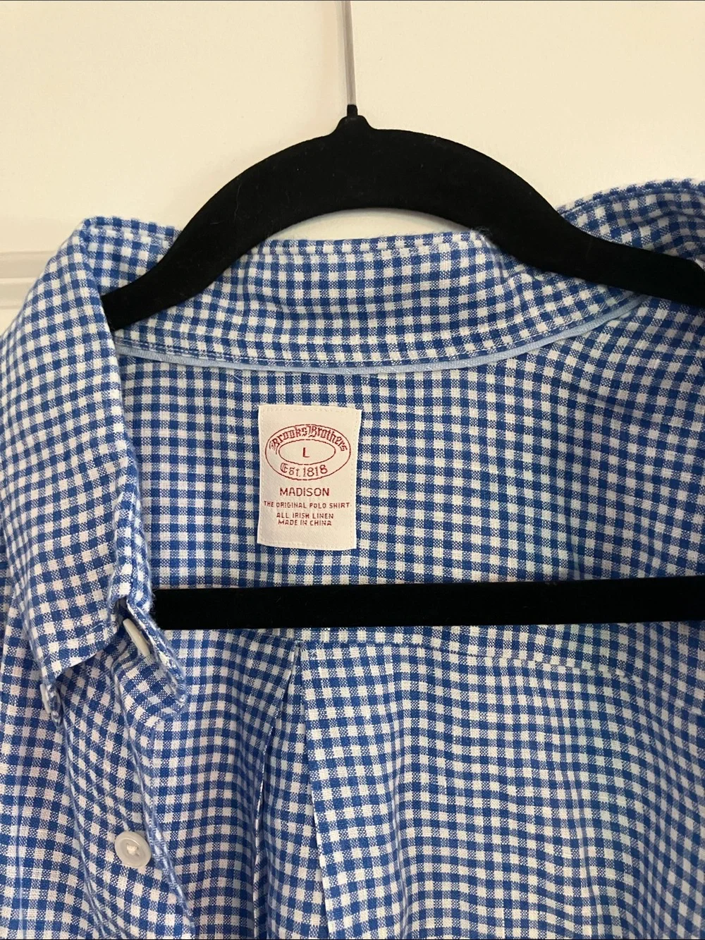 Brooks Brothers Blue and White Gingham Button-Down Shirt