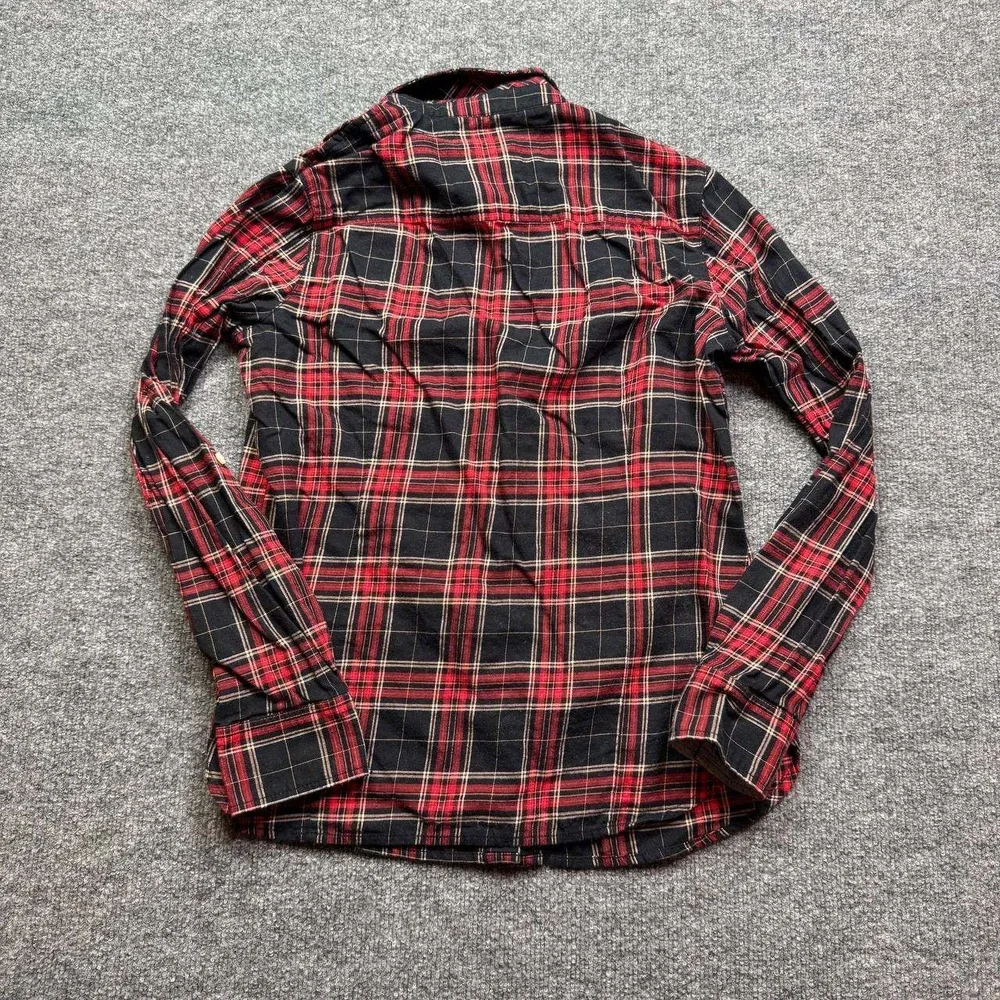 Tommy‎ Hilfiger Flannel Shirt Mens Small Red Black Plaid Button Down Long Sleeve