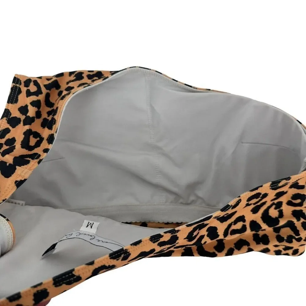 One Shoulder Swimsuit Top Animal Print Womens Size M One Loved Babe Leopard