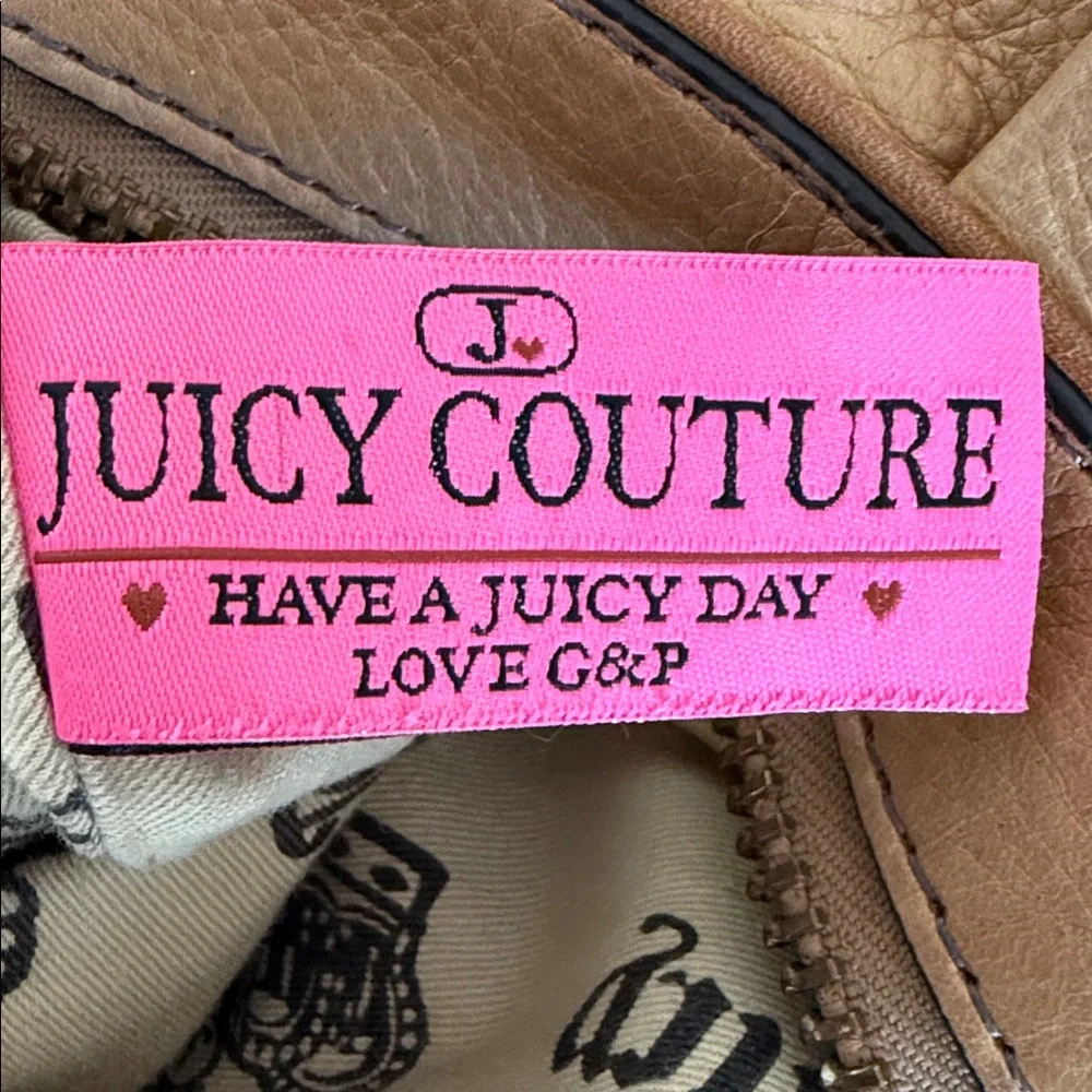 Vintage Y2K Juicy Couture Tan Cowhide Leather Hobo Bag Crown Stud Needs Rehab