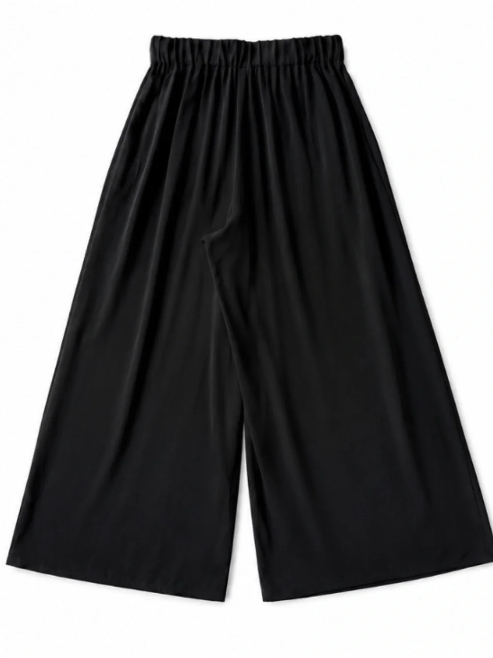 CUYANA - Washable Silk Wide-Leg Cropped Pant in Black Size XL
