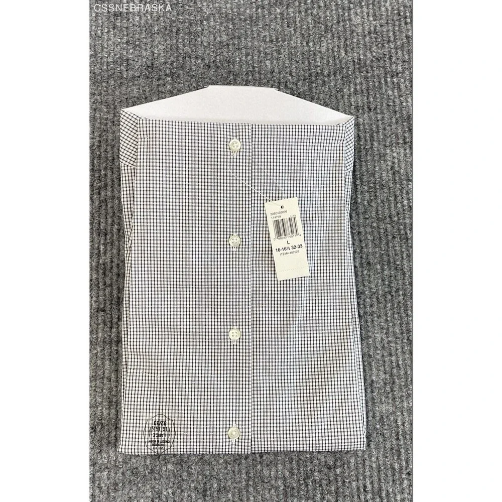 Van Heusen Men's Dress Shirt Flex Collar Regular Fit Black White Check NWT Sz L