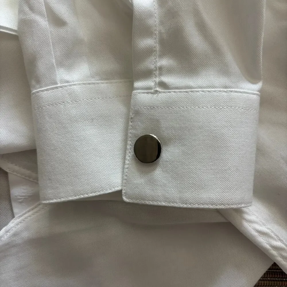 THE KOOPLES | White Fitted Shirt Tone-on-Tone Skeletons Embroidered Sz M