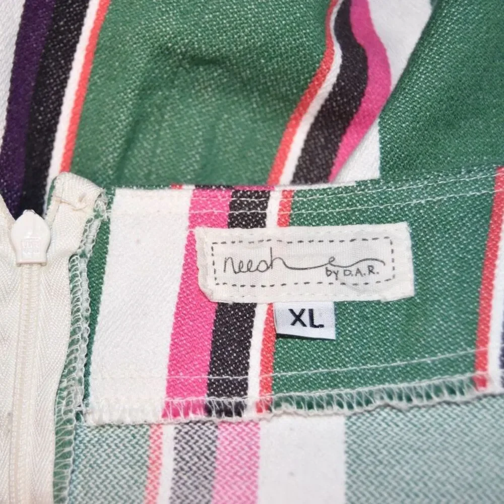 Neesh by DAR XL Serape Stripe Skirt Southwestern Boho Lace Trim RN112473