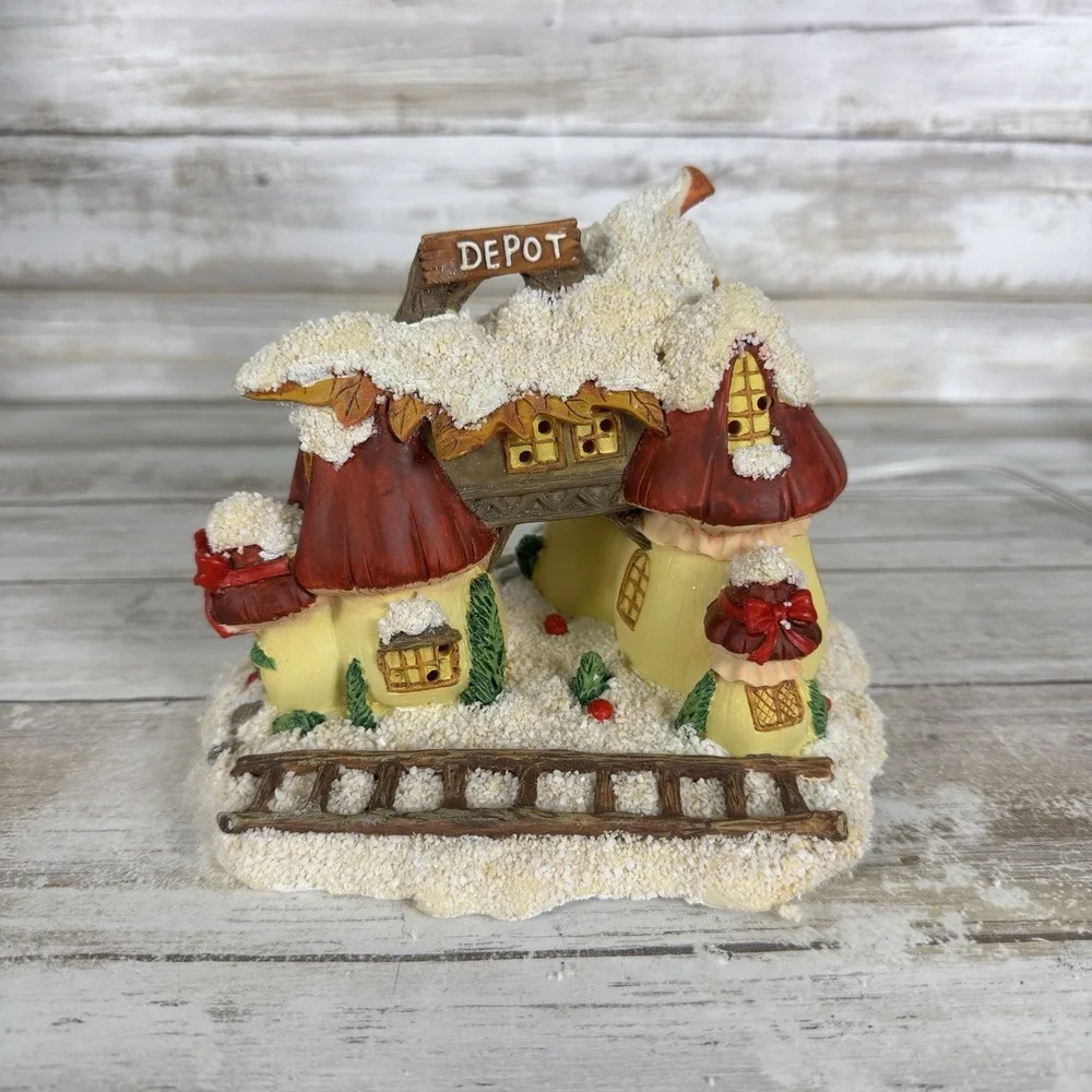 VTG Charming Tails‎ Figurine Lighted Mushroom Depot w/Cord Dean Griff Silvestri