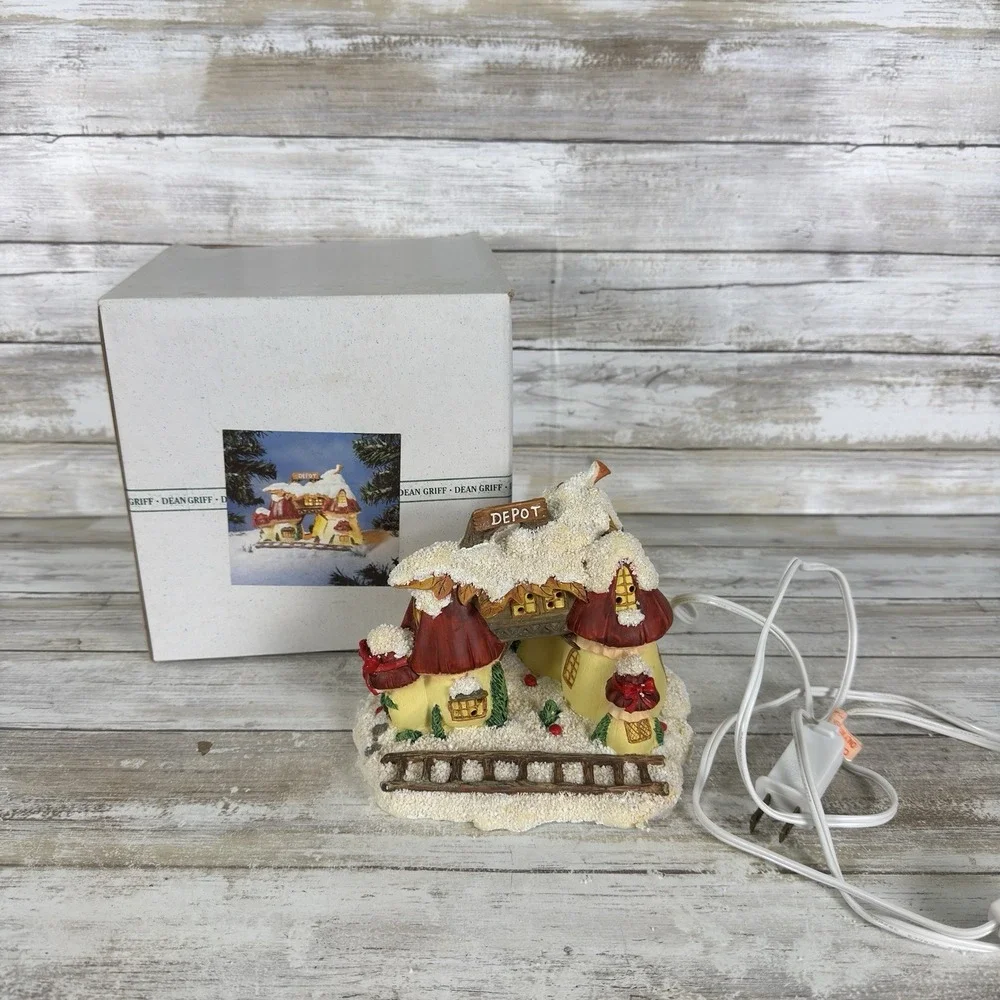 VTG Charming Tails‎ Figurine Lighted Mushroom Depot w/Cord Dean Griff Silvestri
