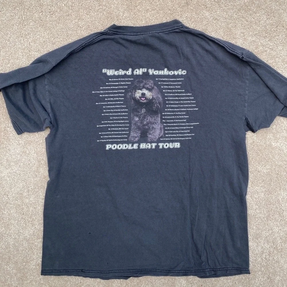 Weird Al Yankovic Poodle Hat‎ Tour 2004 Graphic T-Shirt Distressed XL Thrashed