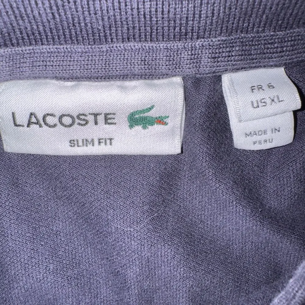 Lacoste Classic Fit Mesh Long Sleeve Golf Polo Casual Shirt Navy Blue XL FR 7