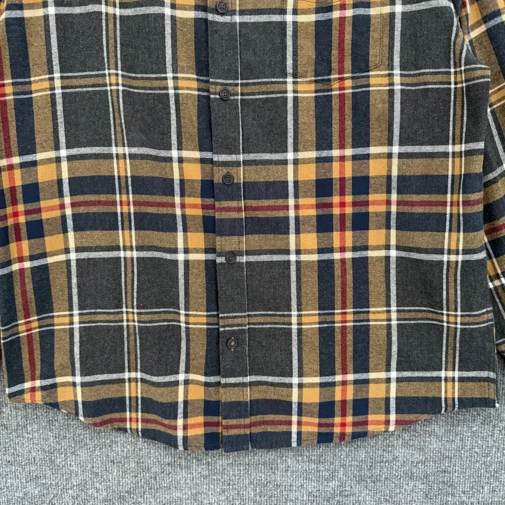Weatherproof Vintage Plaid Flannel Button Up Shirt Mens XL Gray Long Sleeve
