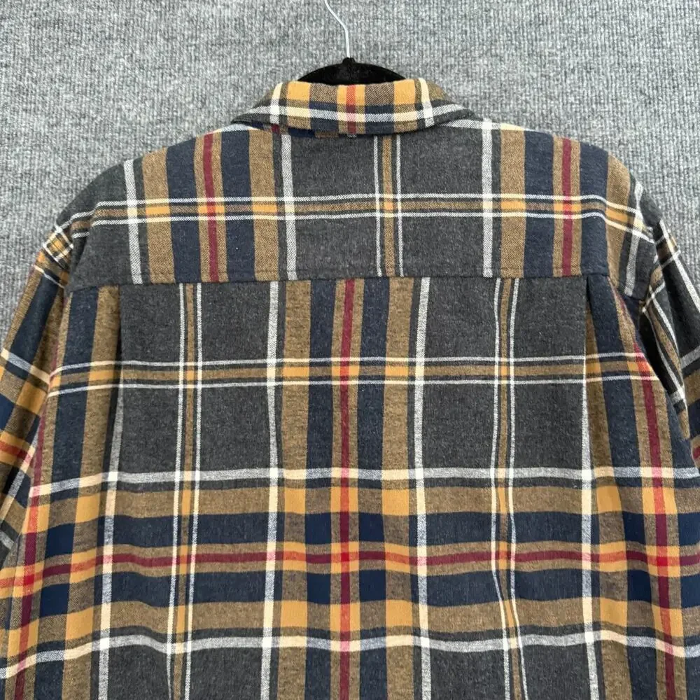 Weatherproof Vintage Plaid Flannel Button Up Shirt Mens XL Gray Long Sleeve